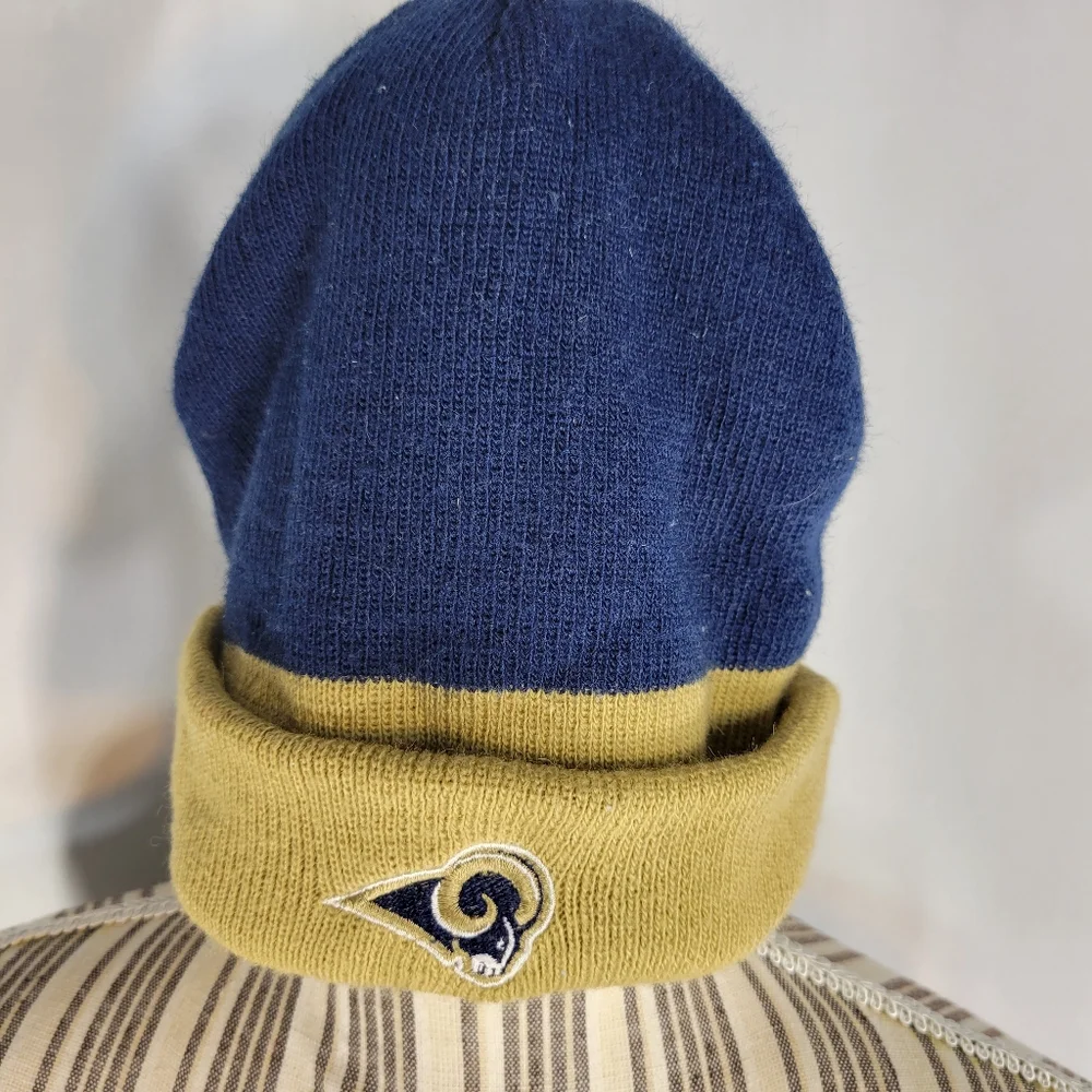 NFL Youth Los Angeles Rams Blue and Gold Beanie Knit Hat OS